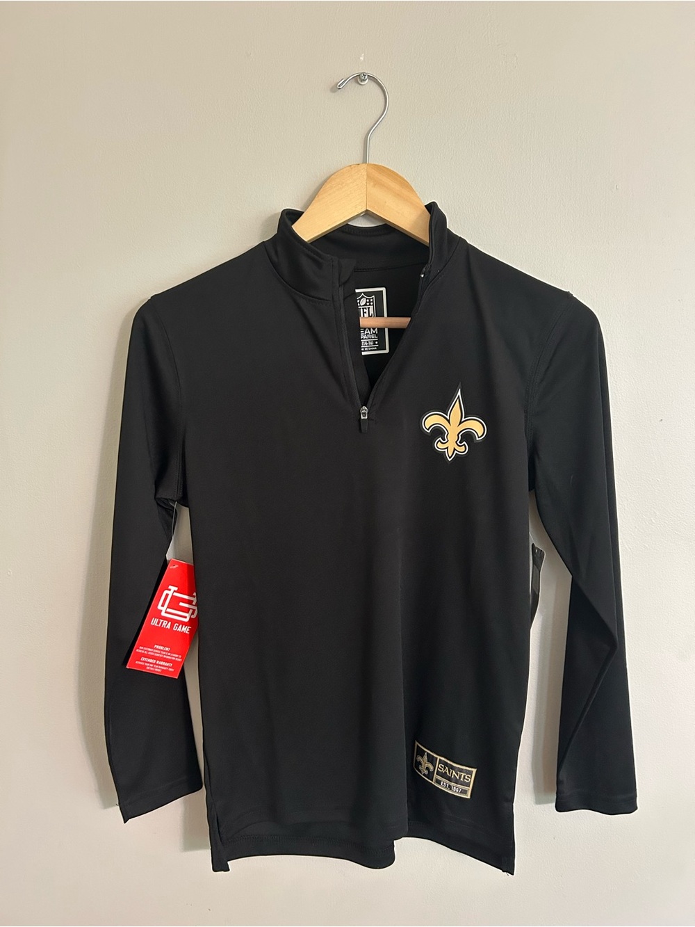 NFL New Orleans Saints Black & Gold Youth Quarter-Zip Pullover